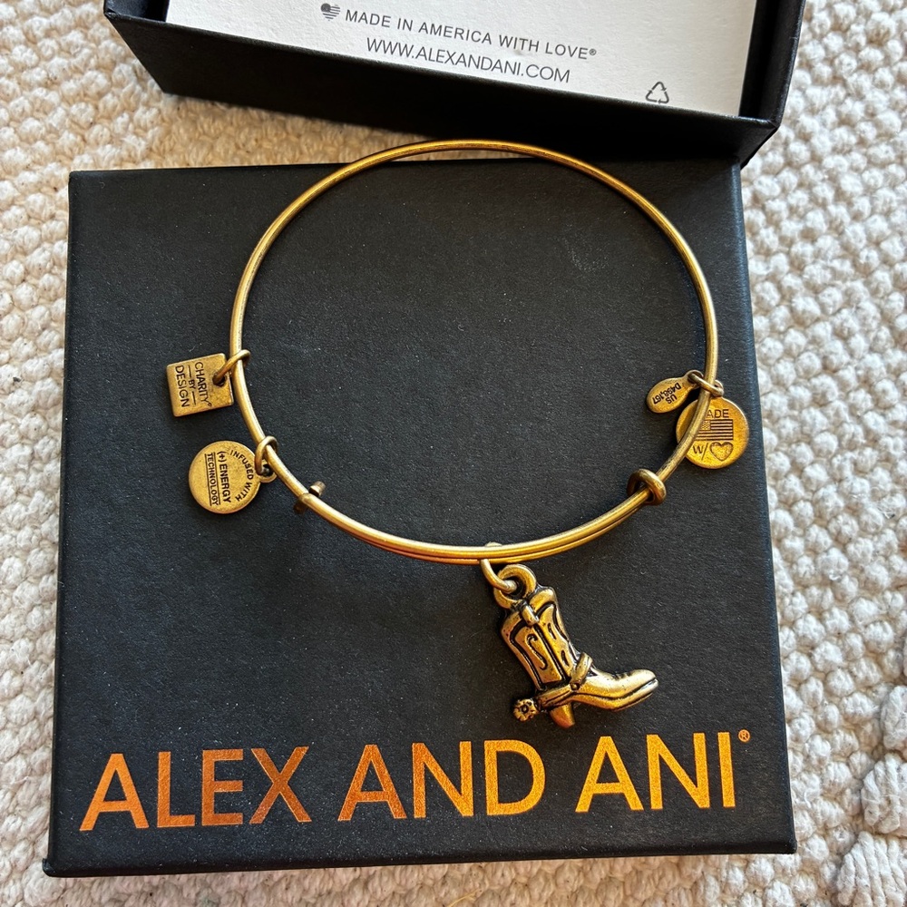 Alex and Ani Cowboy Boot Charm Bracelet